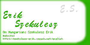 erik szekulesz business card